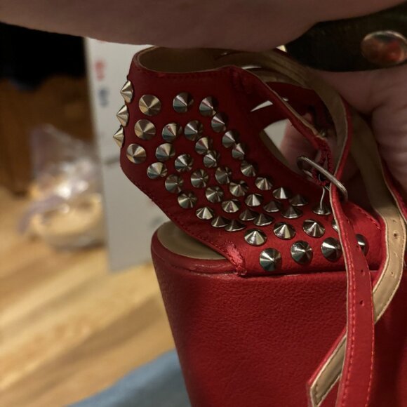 Ego & Greed Red Spiked Sandals - Picture 6 of 6